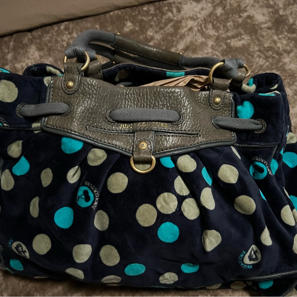 Juicy Couture Blue and Gray Shoulder Bag